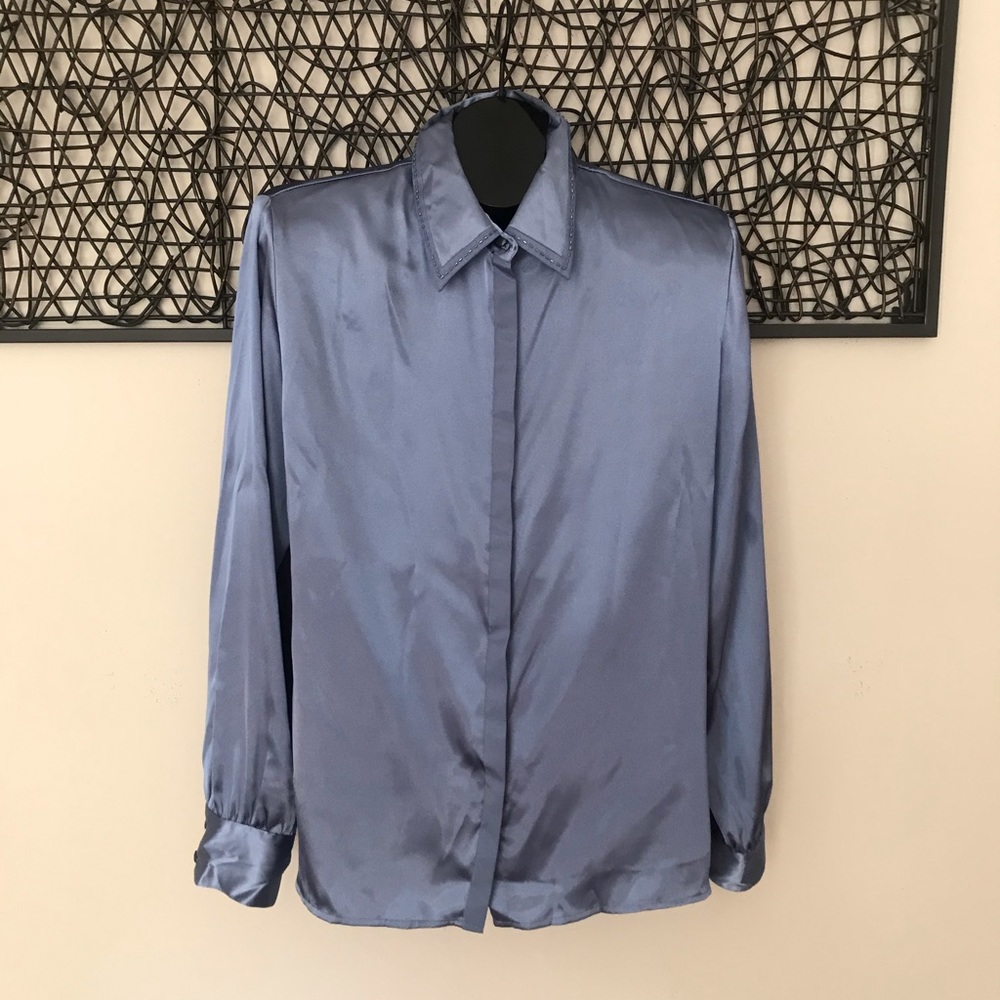Karen Scott Blue Blouse Lg